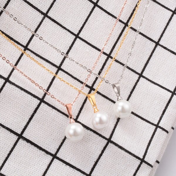 Pearl Necklace Female Titanium Steel 18K Rose Gold