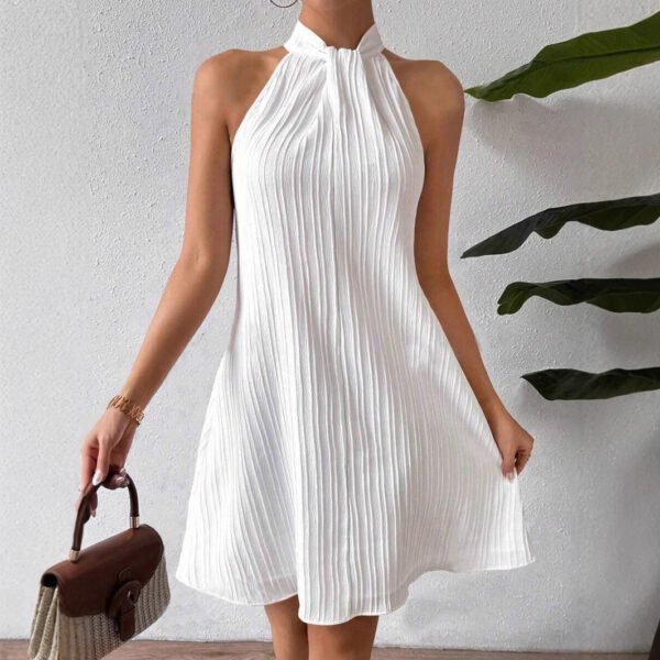 Women's Hanging Neck Pleated Drape Cross Dress