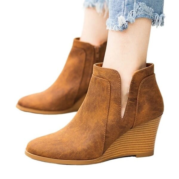 Vintage Roman side zipper ladies single shoes